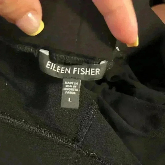 Eileen Fisher Women Large Black Pull On Stretch Pants Pockets Style #P1668M - Picture 4 of 5